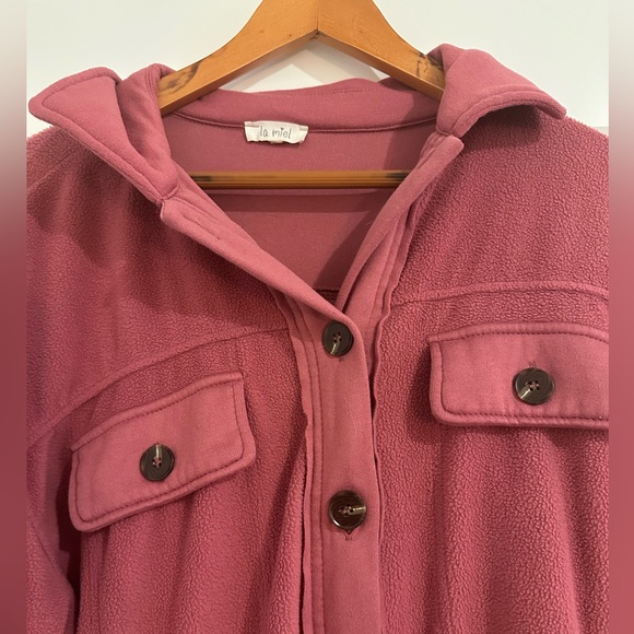 La Miel Pink/Mauve Fleece Shacket - Picture 2 of 6